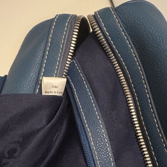 MCM Blue Leather Boston Bag with Silver Accents - Picture 8 of 13